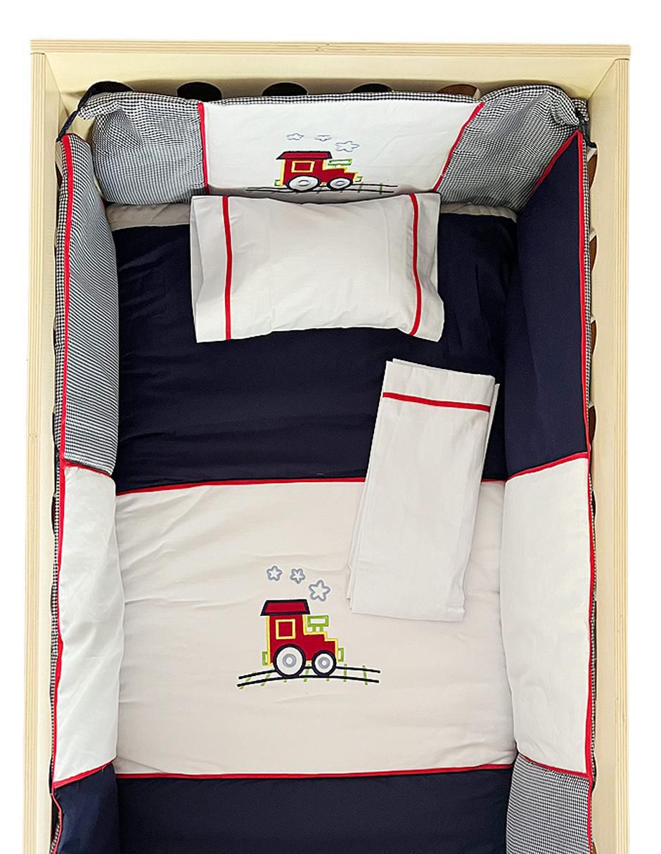 Juego de cuna Tren Bordado infantil unisex 6 piezas 3
