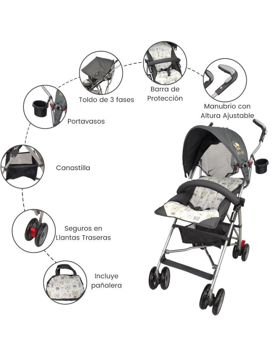 "carriola" de bastón compacta y reclinable the baby shop "de" aluminio