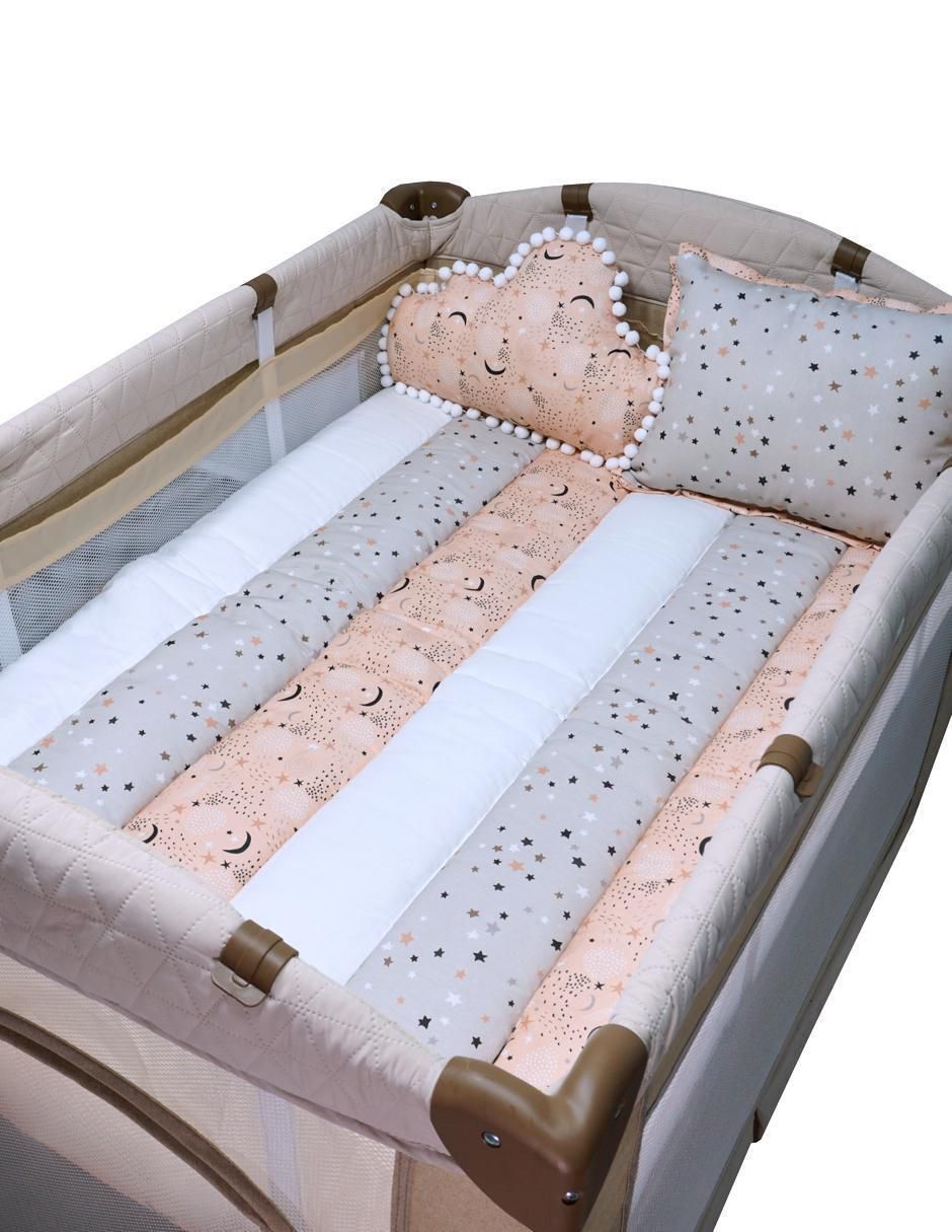 Juego de cuna titi muebles luna con colchón "para" unisex 5 "piezas"