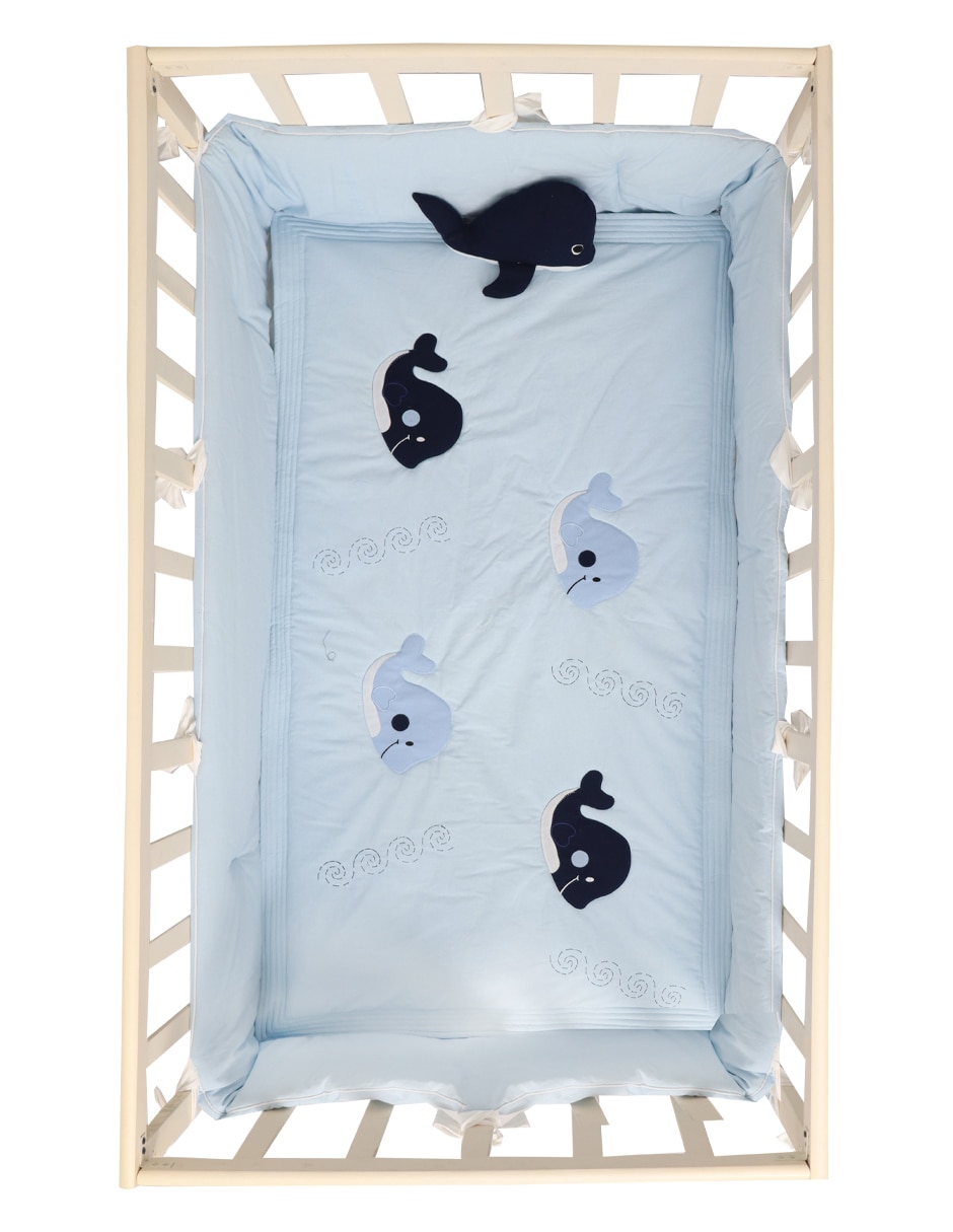 Juego de cuna Ballenas para bebé niño 4 piezas