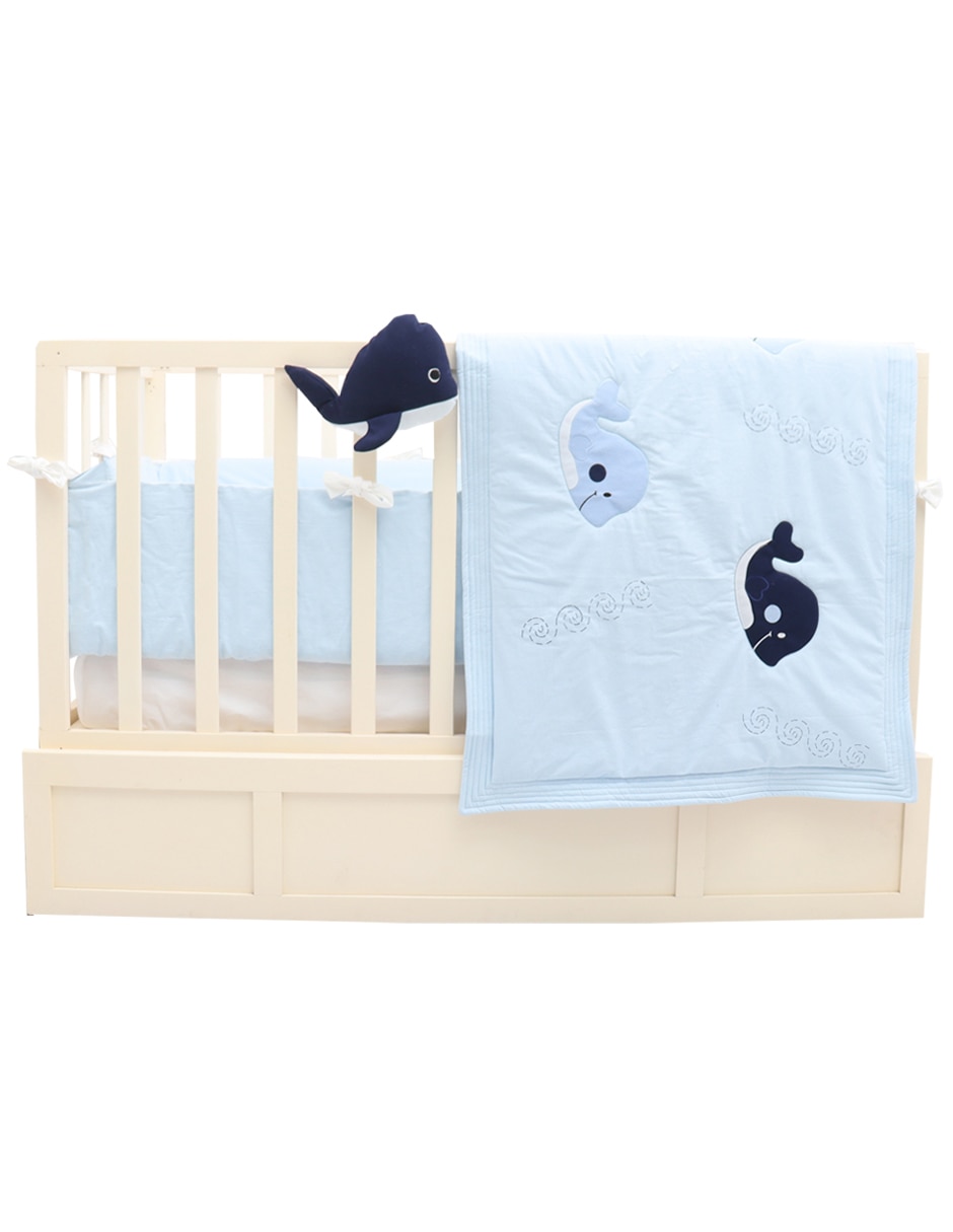 Juego de cuna Ballenas para bebé niño 4 piezas