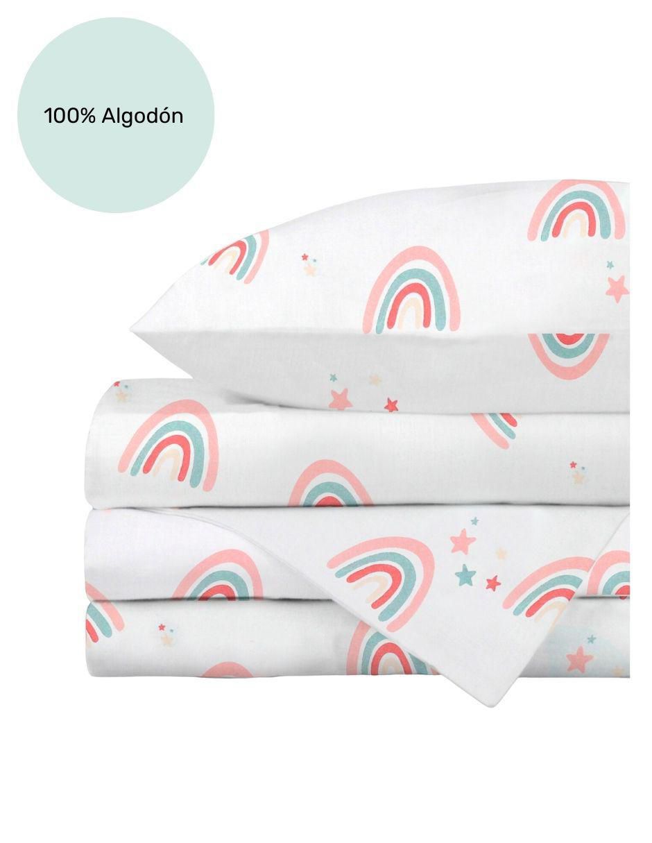 Juego de sábanas de algodón 300 hilos arcoíris love 2