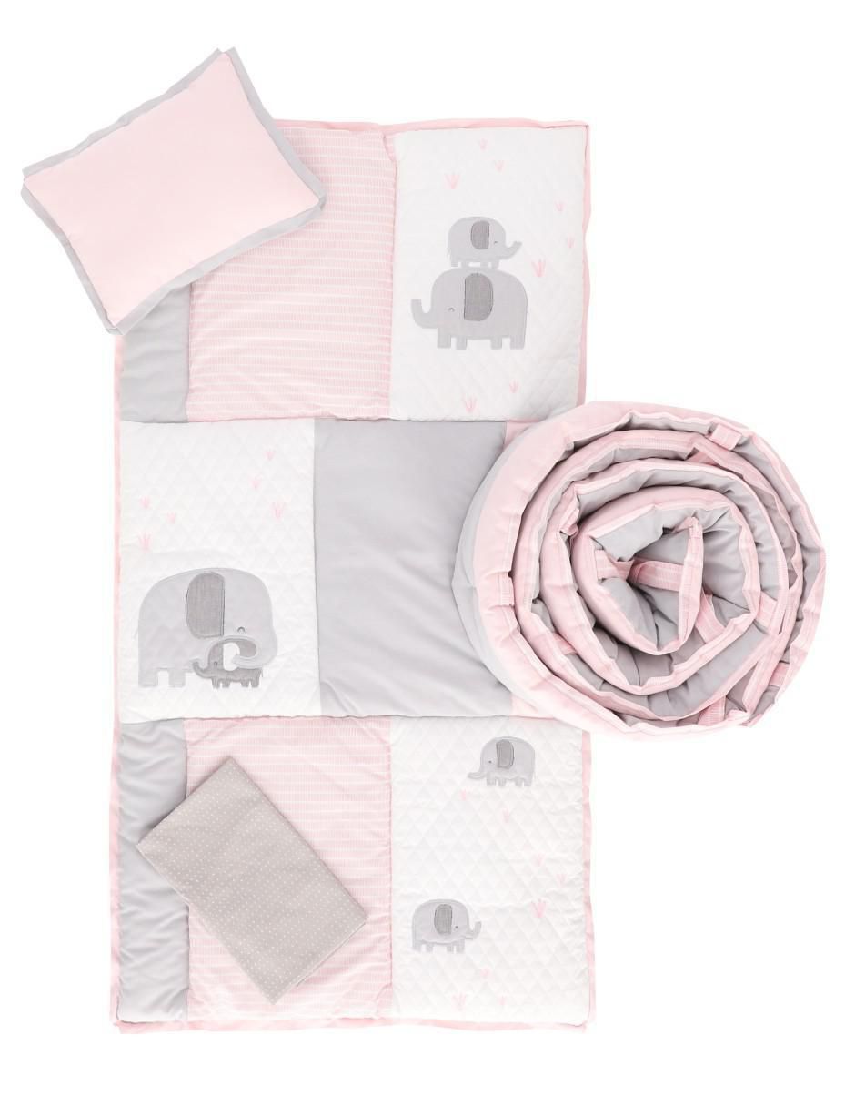 Juego de cuna Elefantes para bebé niña 4 piezas Juego de cuna Elefantes para bebé niña 4 piezas