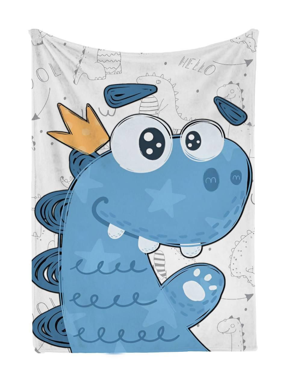 Frazada de tejido punto Dino Azul para bebé 5