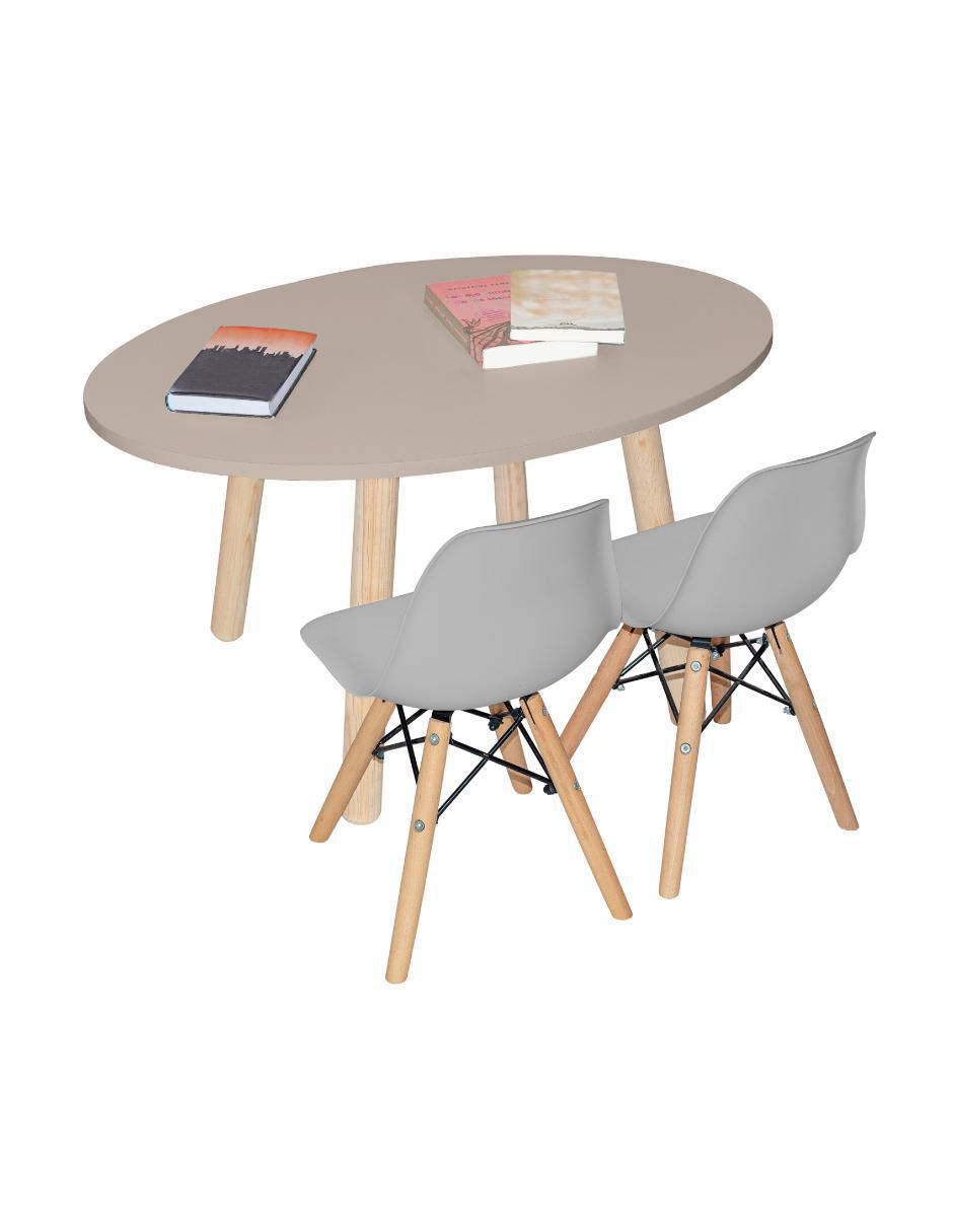 Mesa con silla mesa ovalada 2 sillas eames gris duduk "de" mdf y madera