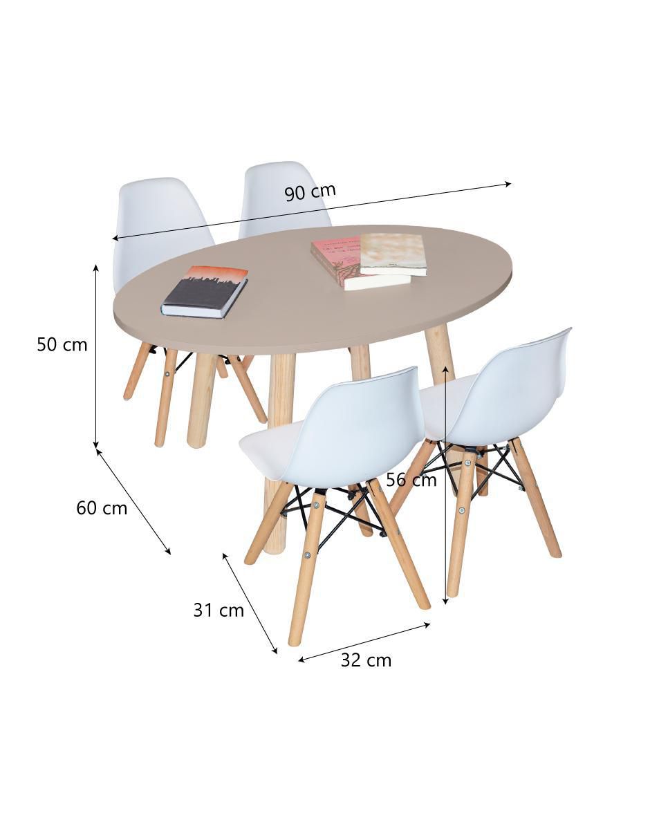 Mesa con silla mesa ovalada 4 sillas eames duduk "de" mdf y madera
