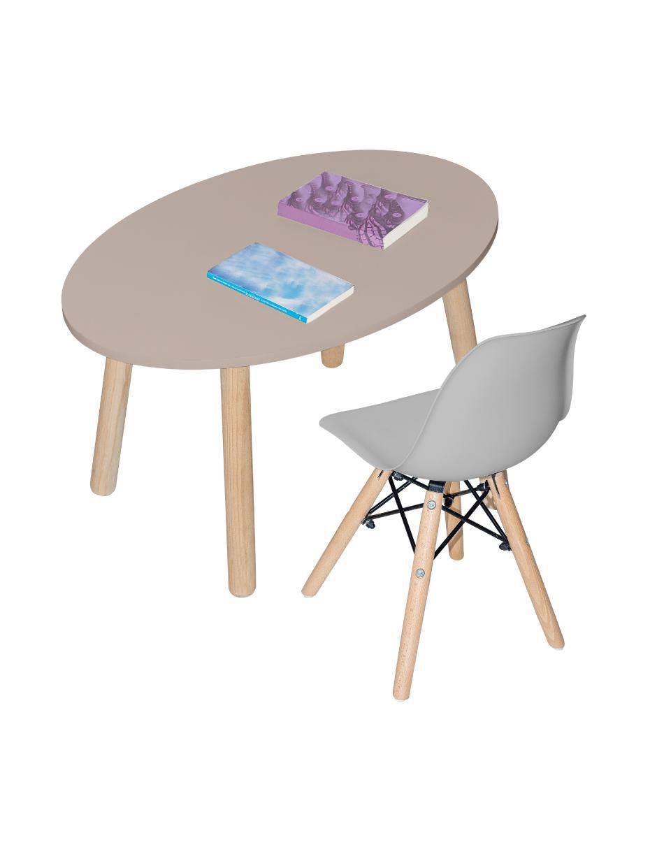 Mesa con silla mesa ovalada 1 silla eames gris duduk "de" mdf y madera