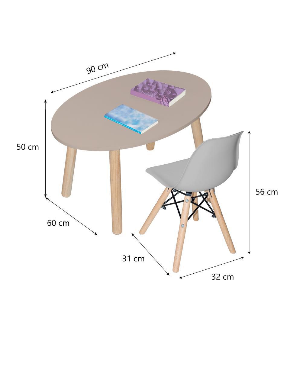 Mesa con silla mesa ovalada 1 silla eames gris duduk "de" mdf y madera