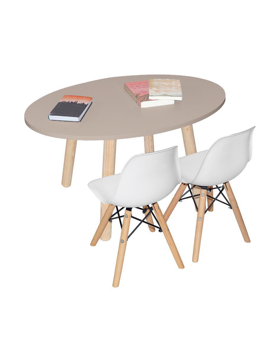 Mesa con silla mesa ovalada 2 sillas eames blanca duduk "de" mdf y madera
