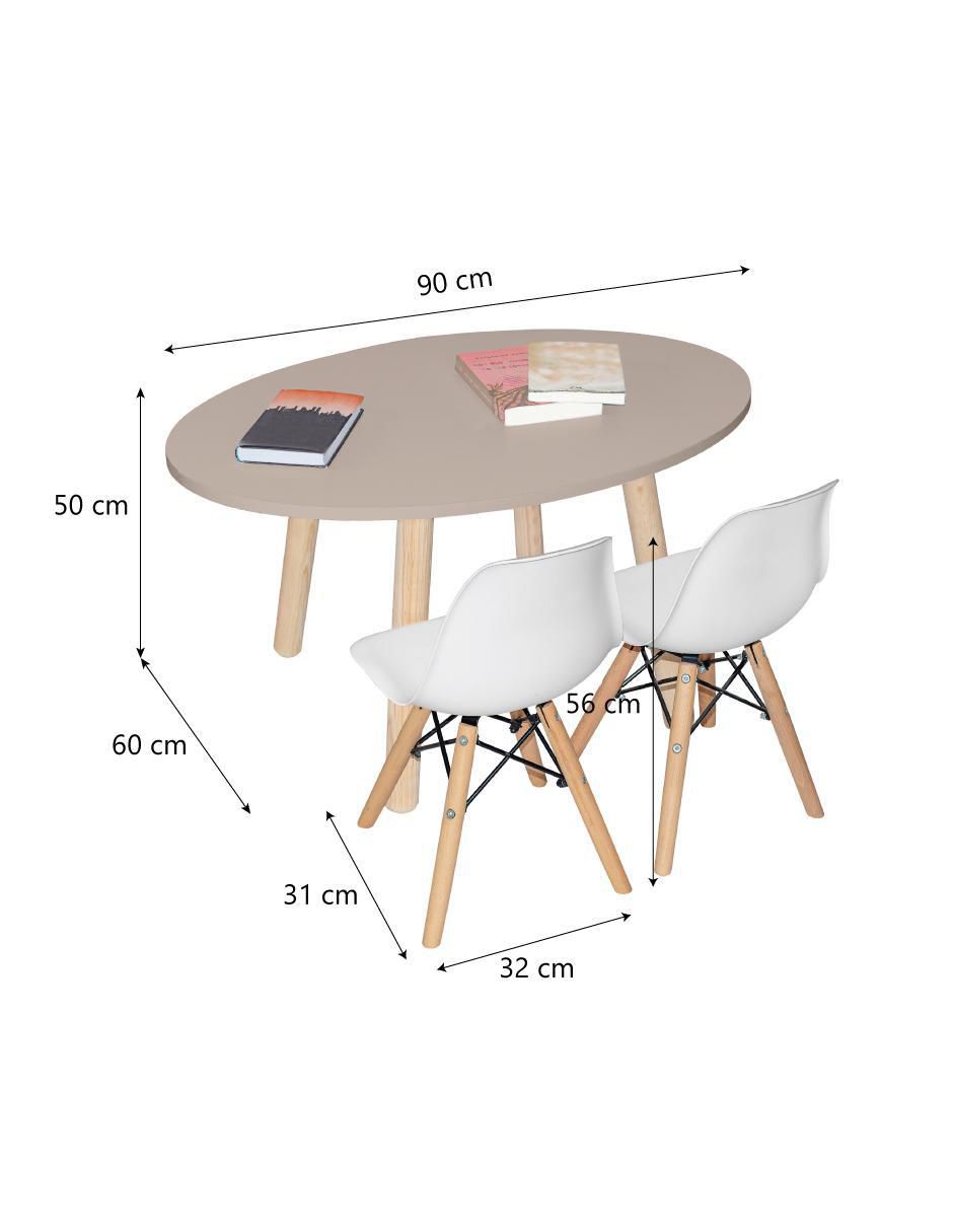 Mesa con silla mesa ovalada 2 sillas eames blanca duduk "de" mdf y madera
