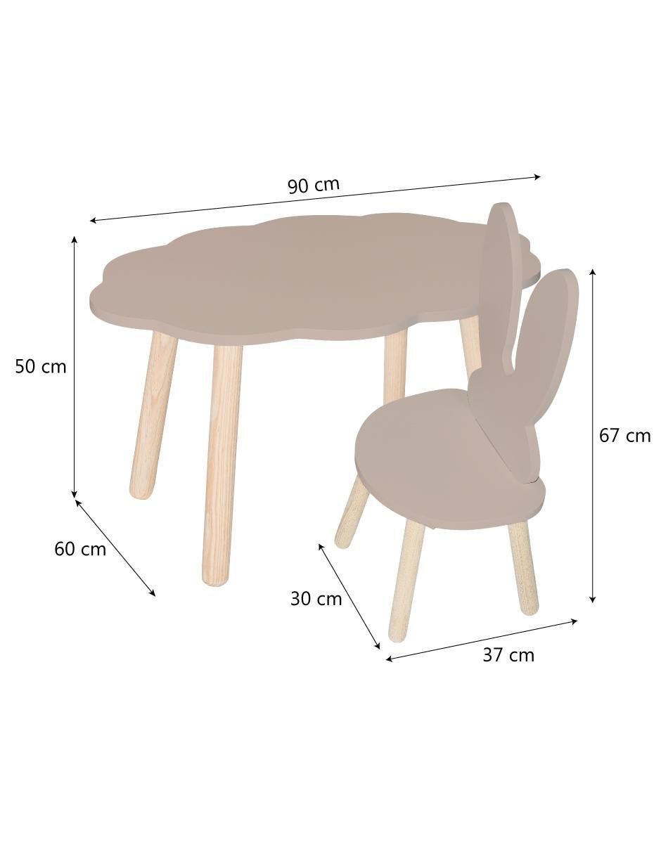 Mesa con silla mesa nube ovalada 1 silla conejo duduk "de" mdf y madera
