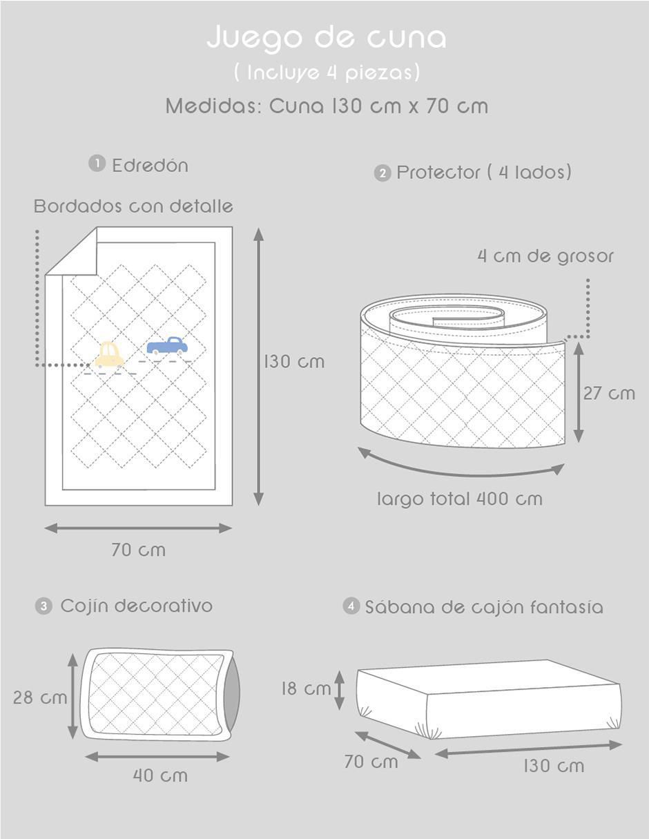 Juego de cuna Carritos para bebé niño 4 piezas 7