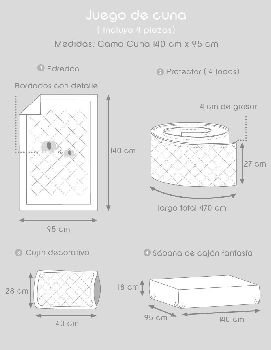 Juego de cuna Montañas infantil unisex 4 piezas 6