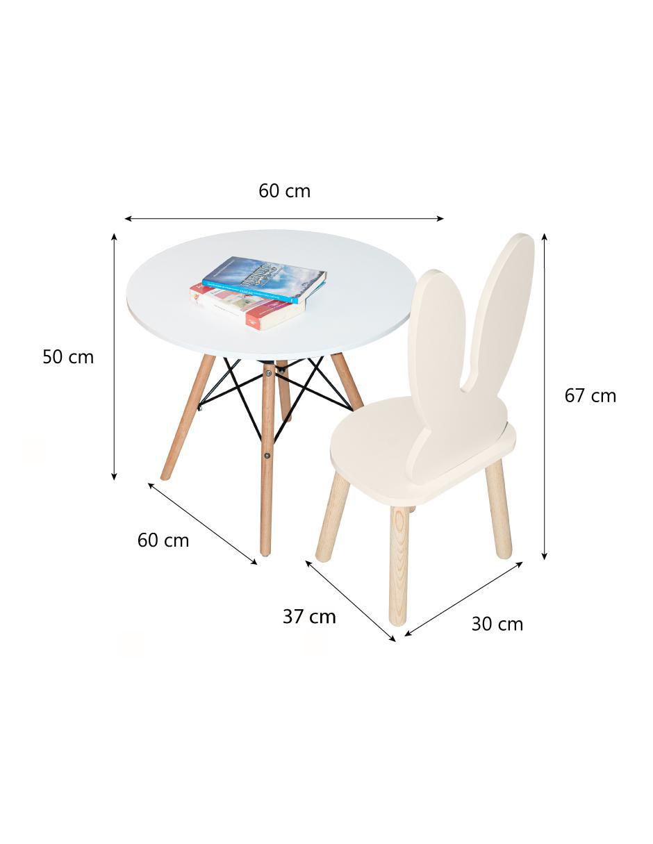 Set de mesa infantil duduk mesa circular berlin - silla conejo "de" materialatt" 2 "piezas"