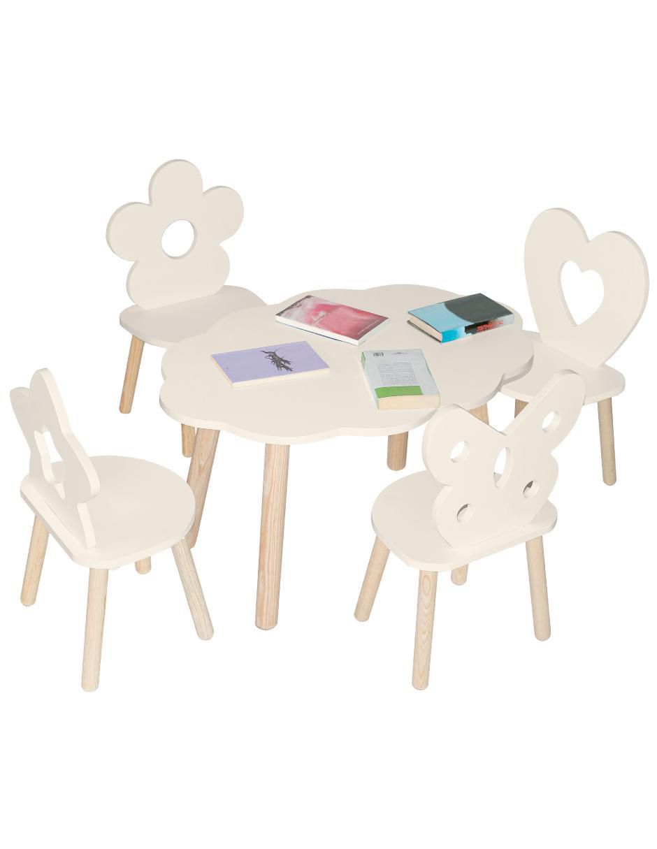 Set de mesa infantil duduk mesa nube ovalada con cuatro sillas de figuras "de" materialatt" 5 "piezas"
