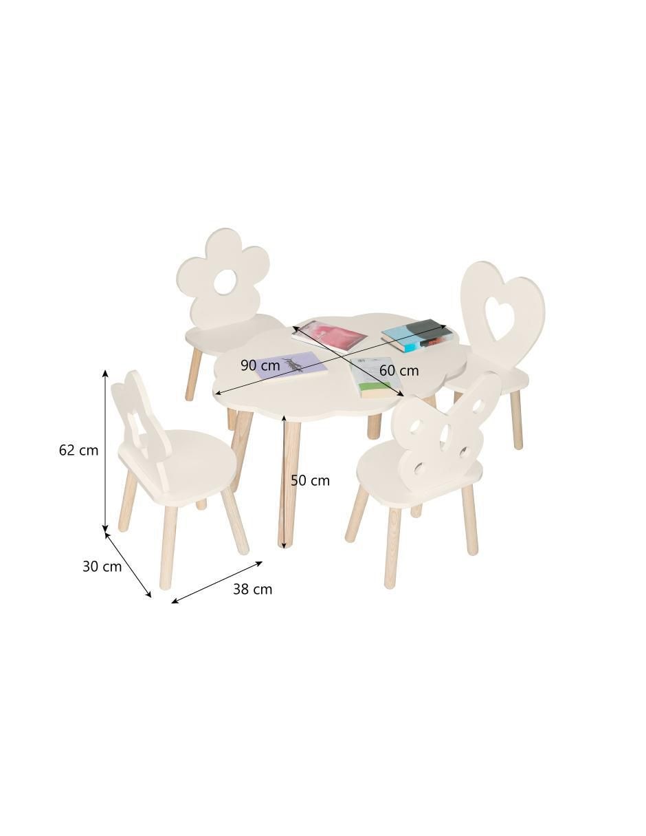 Set de mesa infantil duduk mesa nube ovalada con cuatro sillas de figuras "de" materialatt" 5 "piezas"