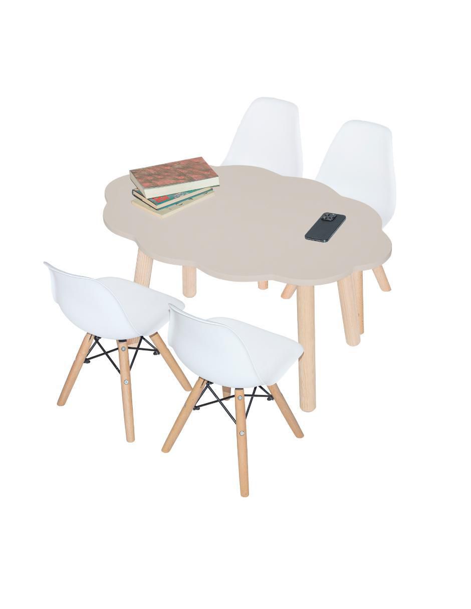 Mesa con silla mesa nube ovalada con 4 sillas eames blancas duduk "de" mdf y madera