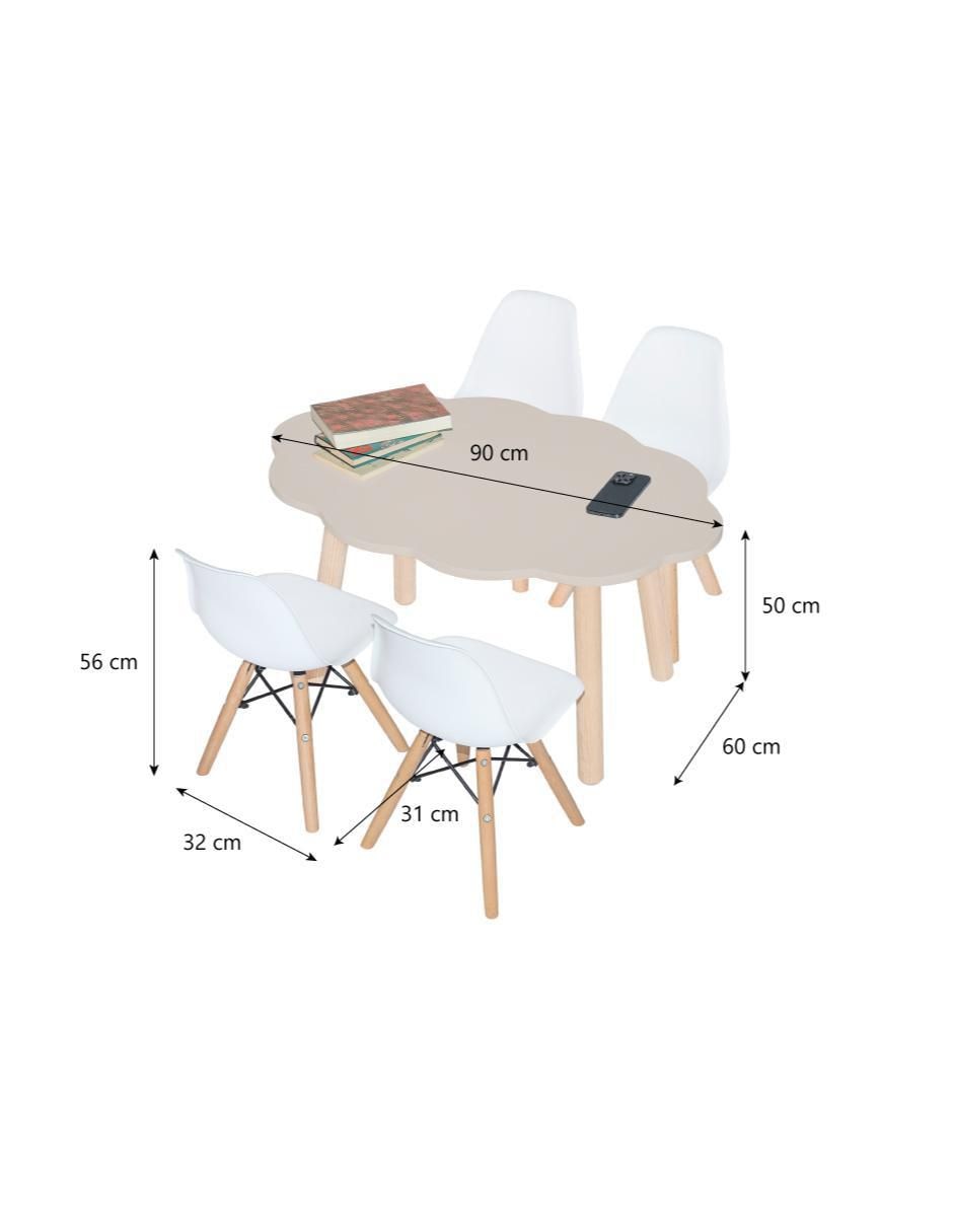 Mesa con silla mesa nube ovalada con 4 sillas eames blancas duduk "de" mdf y madera
