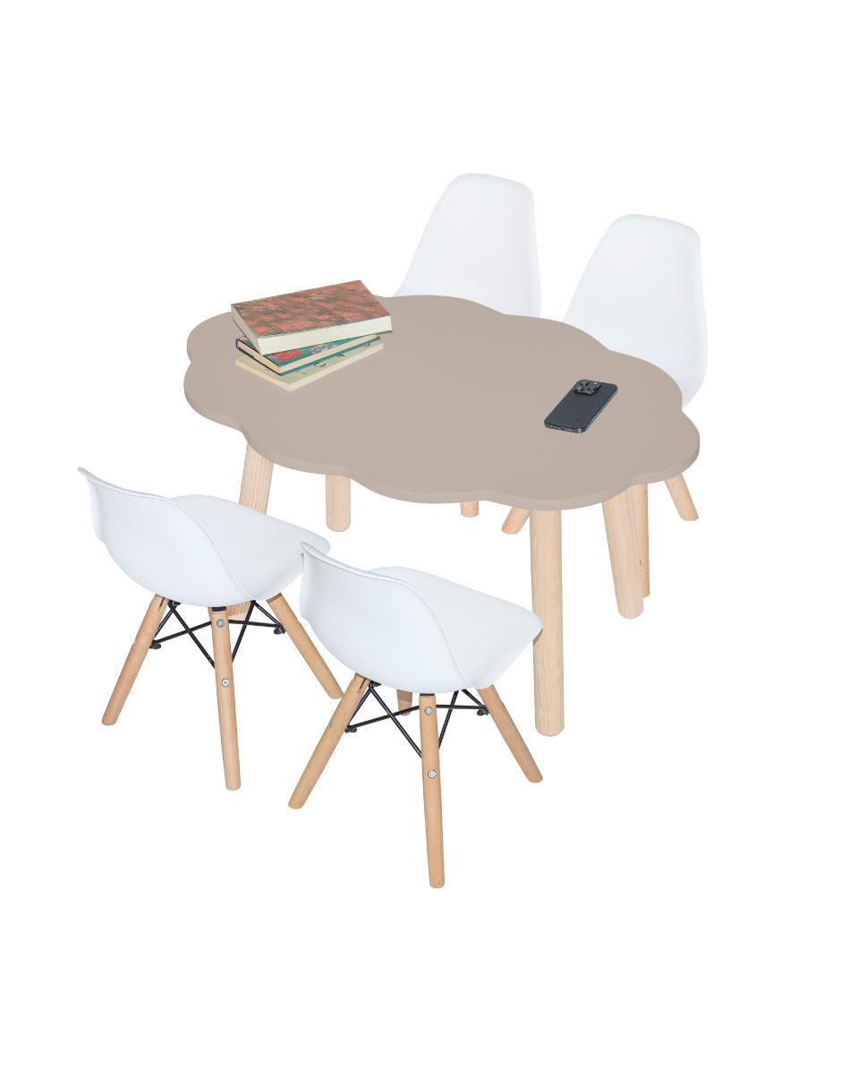 Mesa con silla mesa nube ovalada con 4 sillas eames blancas duduk "de" mdf y madera