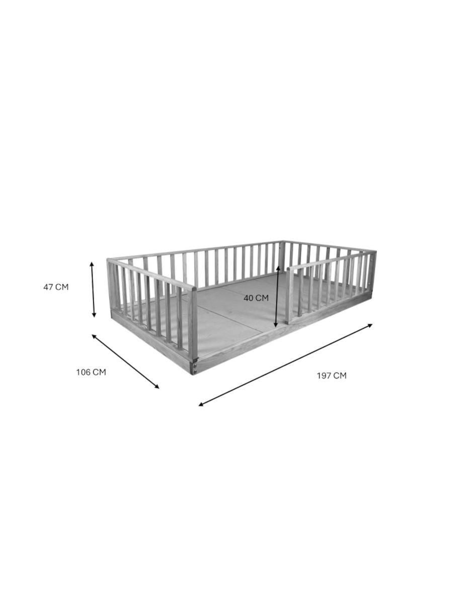 Cama baja Montessori de madera pino individual 13
