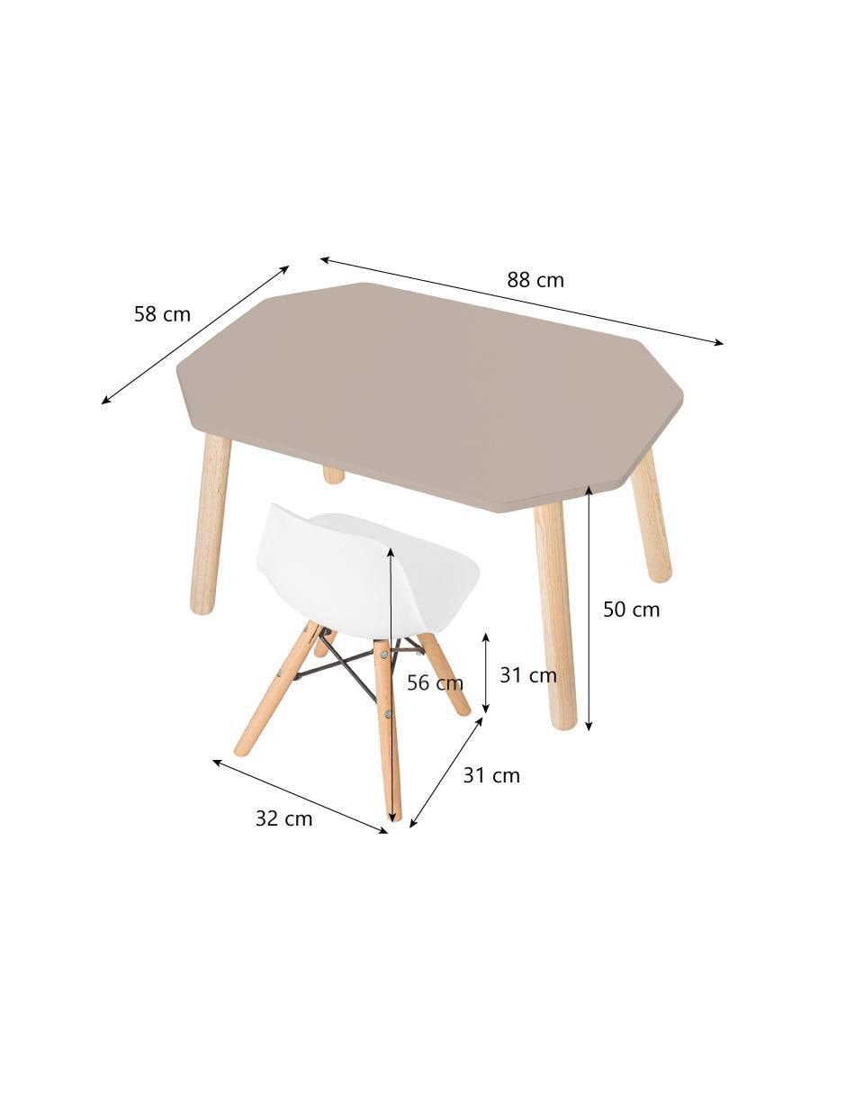 Mesa con silla mesa octagonal con 1 silla berlin blanco duduk "de" mdf y madera