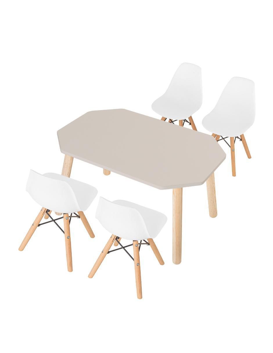Mesa con silla mesa octagonal con 4 sillas berlin blanco duduk "de" mdf y madera
