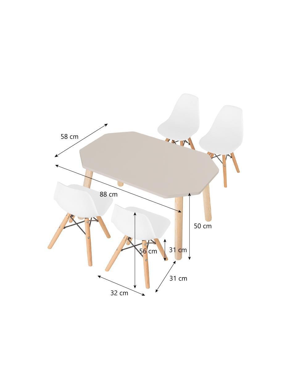 Mesa con silla mesa octagonal con 4 sillas berlin blanco duduk "de" mdf y madera