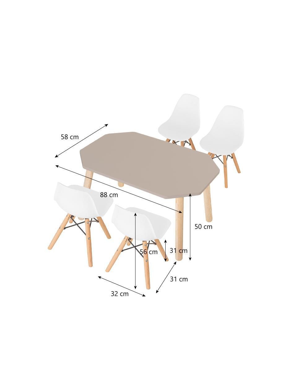 Mesa con silla mesa octagonal con 4 sillas berlin blanco duduk "de" mdf y madera