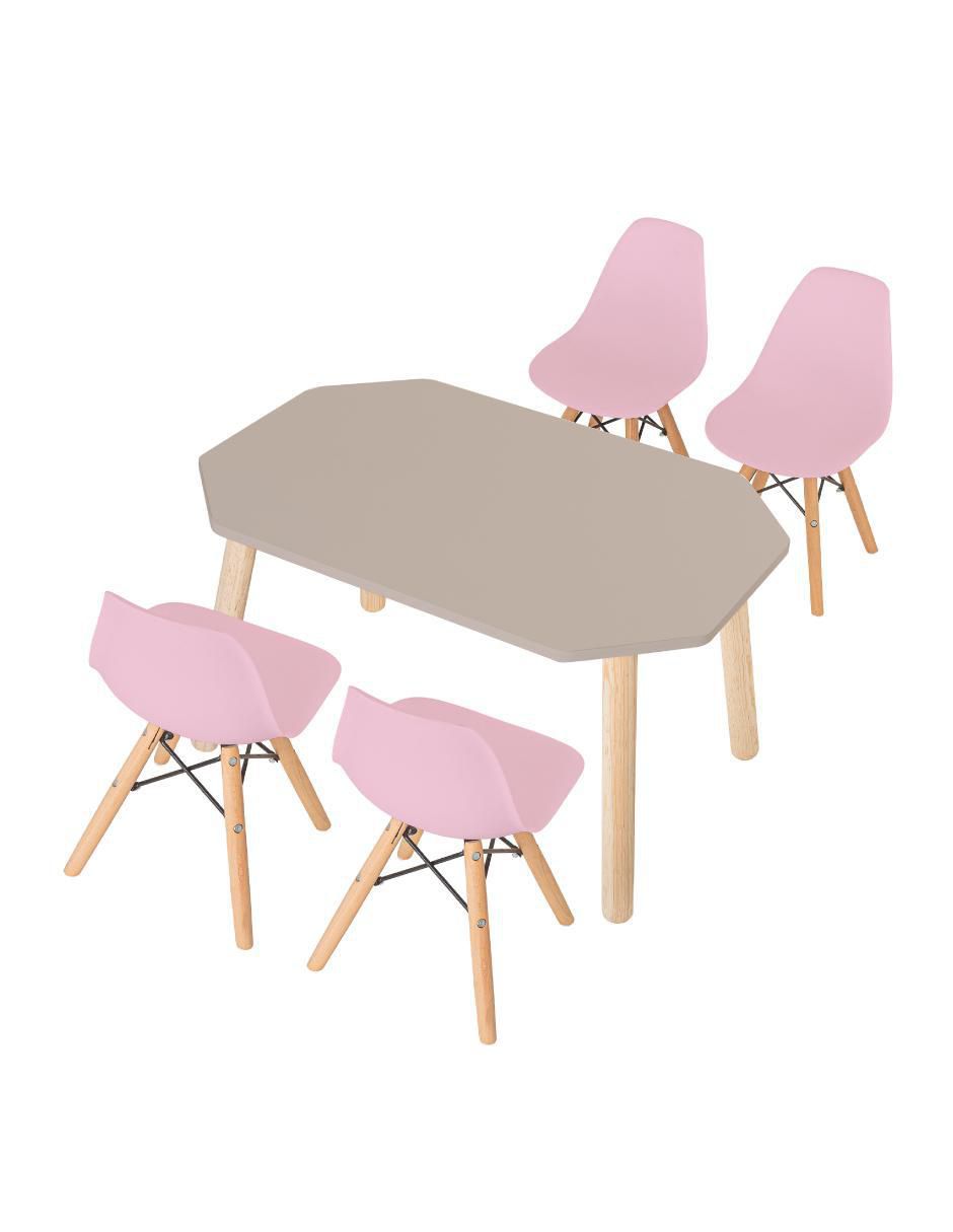 Mesa con silla mesa octagonal con 4 sillas berlin rosa duduk "de" mdf y madera