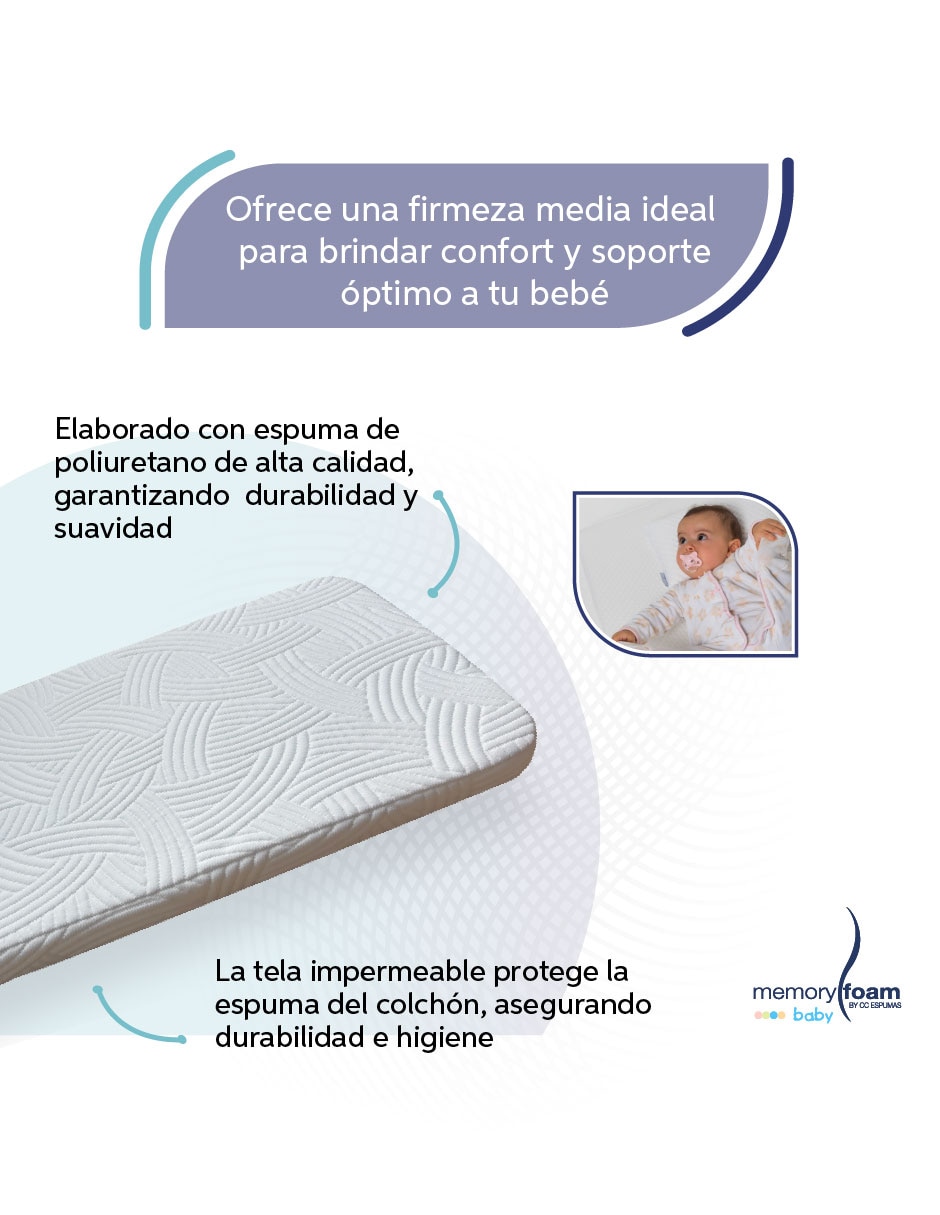 Colchón para cuna Memory foam Baby confort medio 4