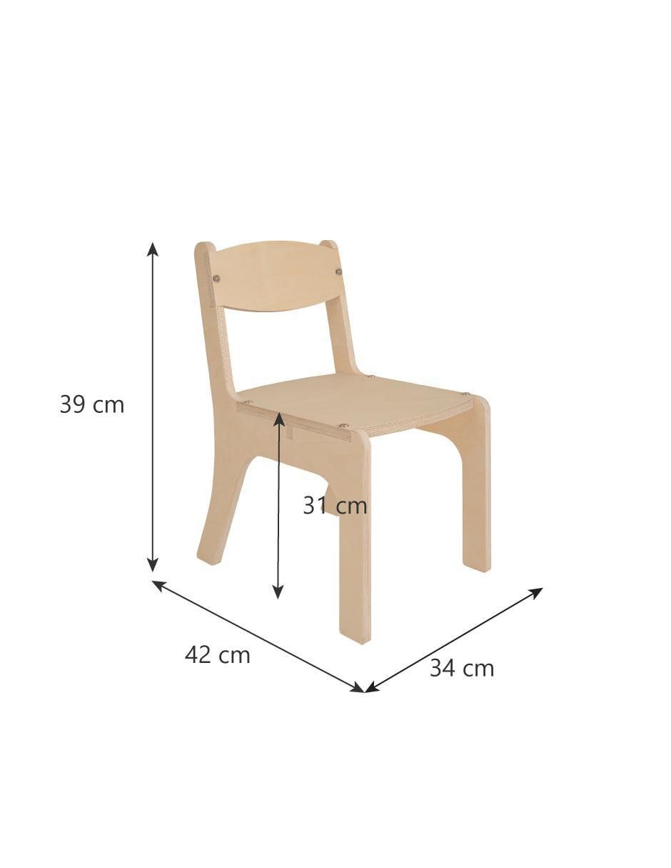 Silla infantil Triplay De Abedul Sin Barniz Estilo Montessori de madera 4