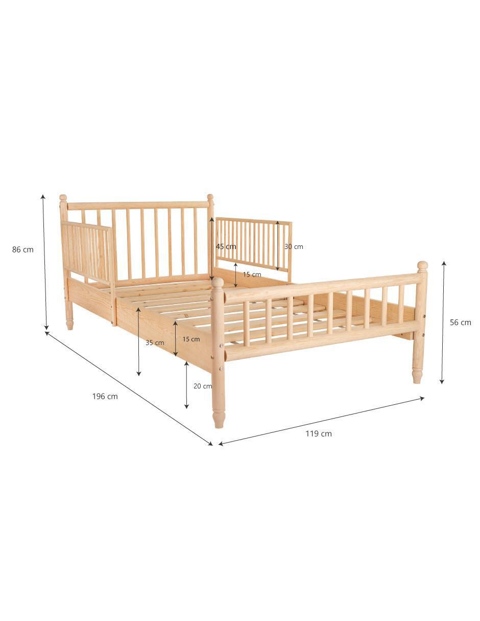 Cama baja de madera pino individual 5