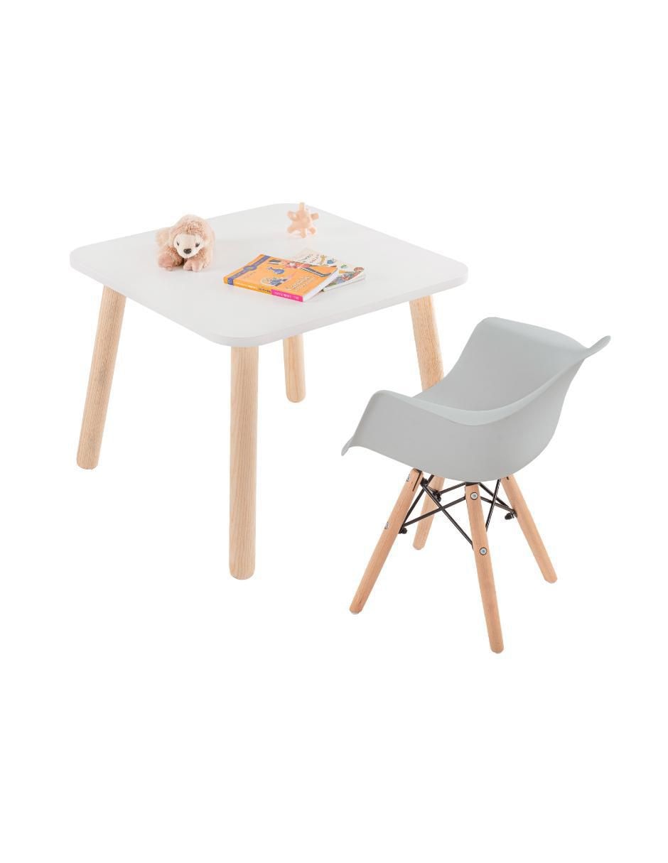 Mesa con silla sí set infantil de mesa cuadrada blanca demelamina con silla eames con descansabrazos para niños de 2 a 9 años duduk "de" polipropileno