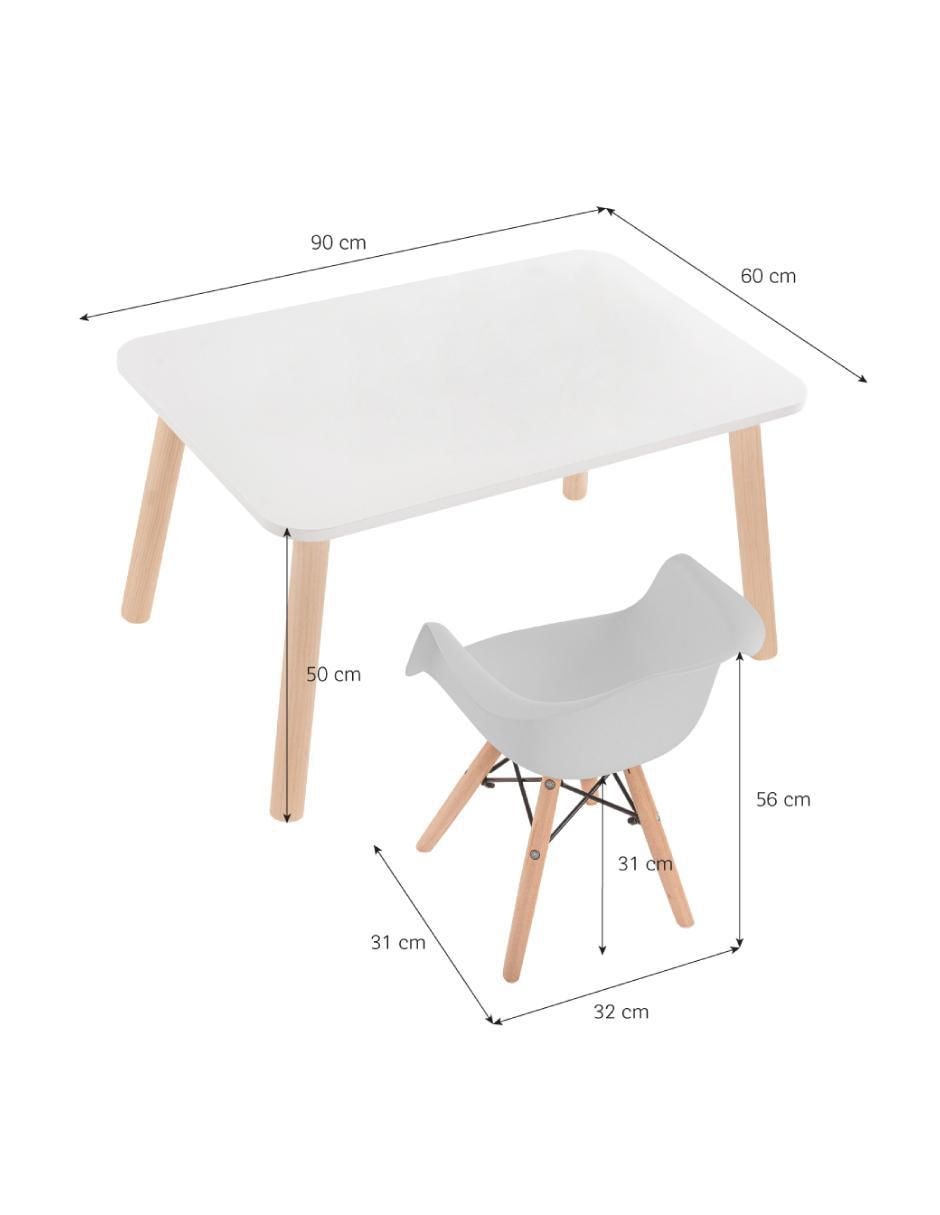 Mesa con silla sí set infantil de mesa rectangular de melamina y silla eames con descansabrazos para niños y niñas de 2 a 9 años duduk "de" polipropileno