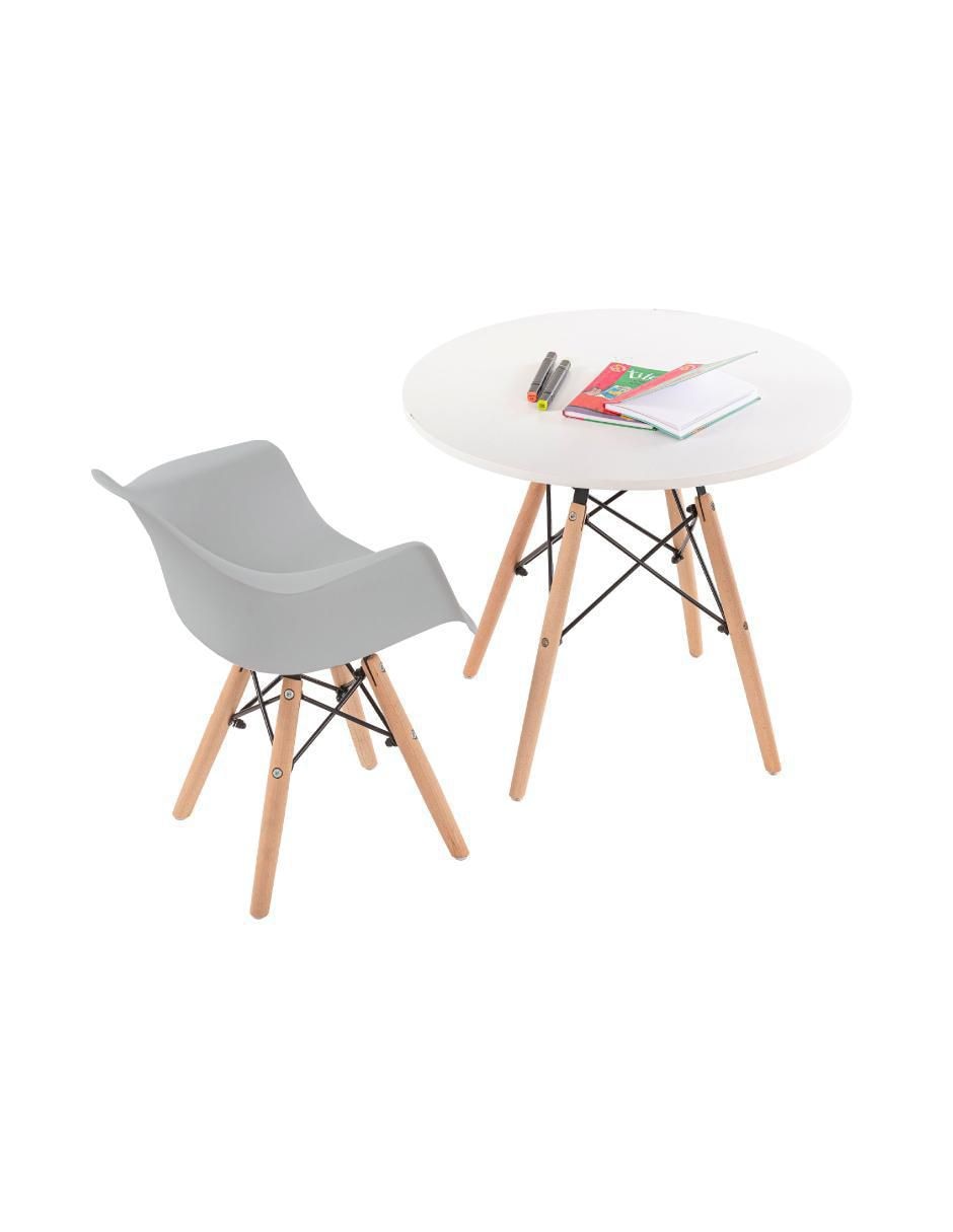 Mesa con silla sí set infantil de mesa circular y silla eames con descansabrazos duduk "de" madera
