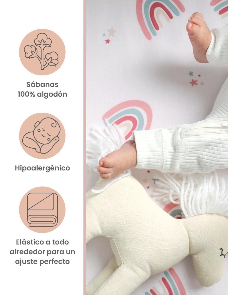 Juego de cuna Arcoíris Love para bebé niña 4 piezas 2