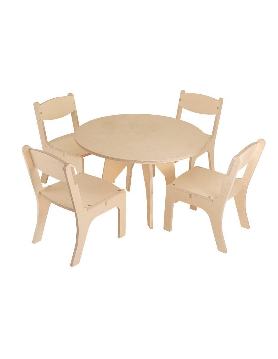 Mesa con silla armable de madera