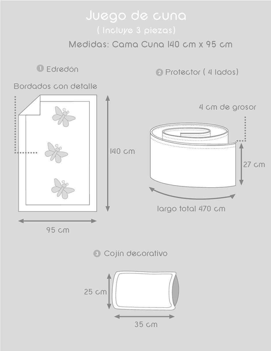 Juego de cuna Mariposa para bebé niña 3 piezas