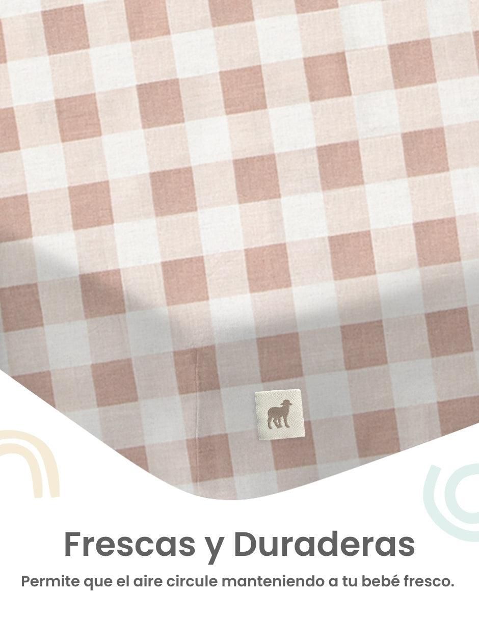 Set sábanas cajón de algodón 250 hilos Gingham 3