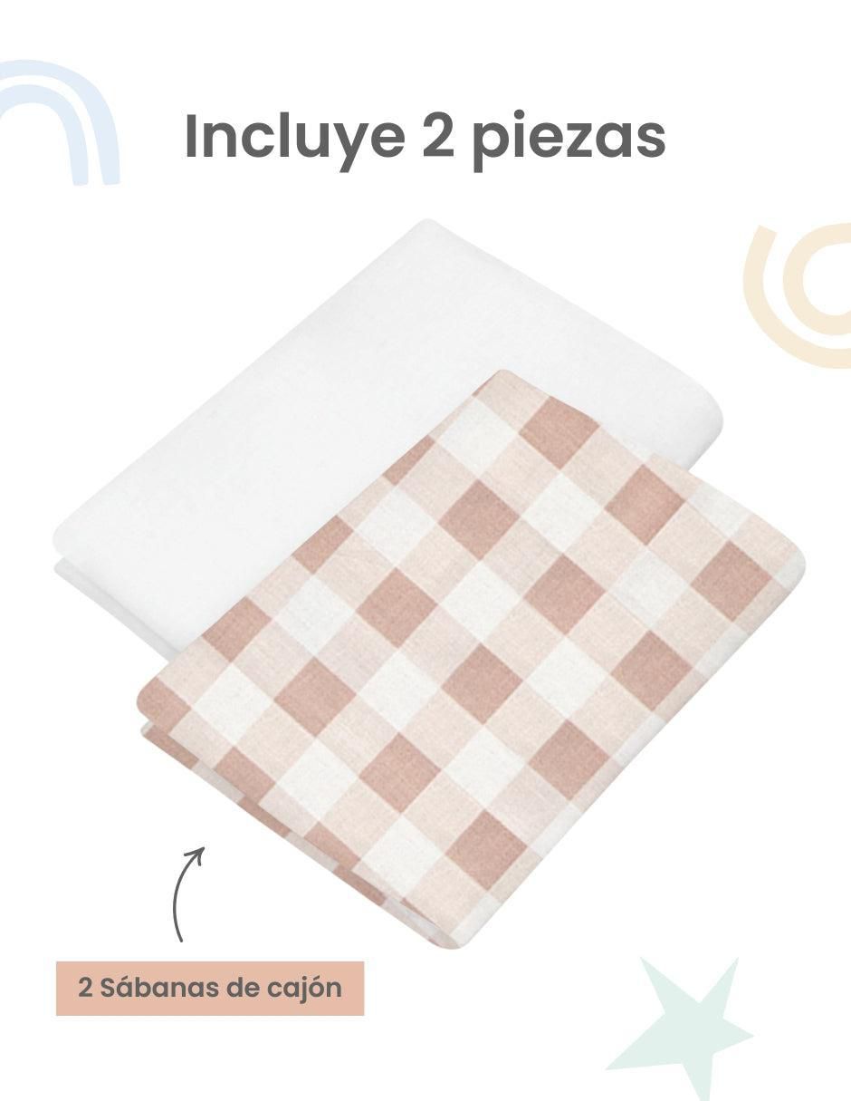 Set sábanas cajón de algodón 250 hilos Gingham 4