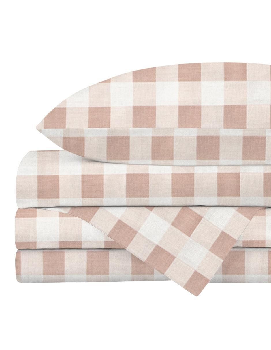 Juego de sábanas de algodón 250 hilos Gingham