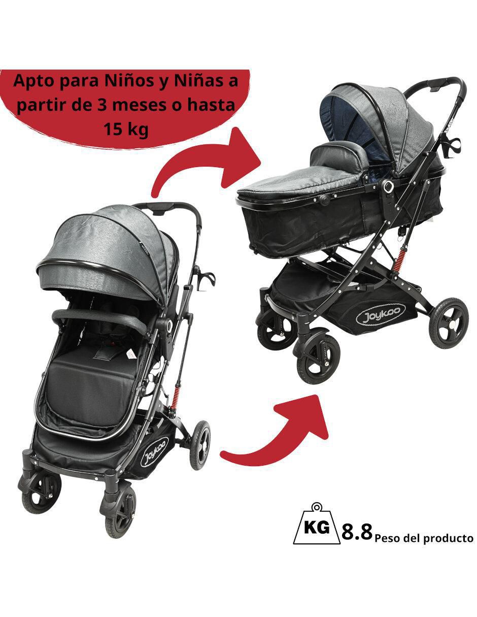 "carriola" reversible convertible a bambineto joykoo "de" acero inoxidable