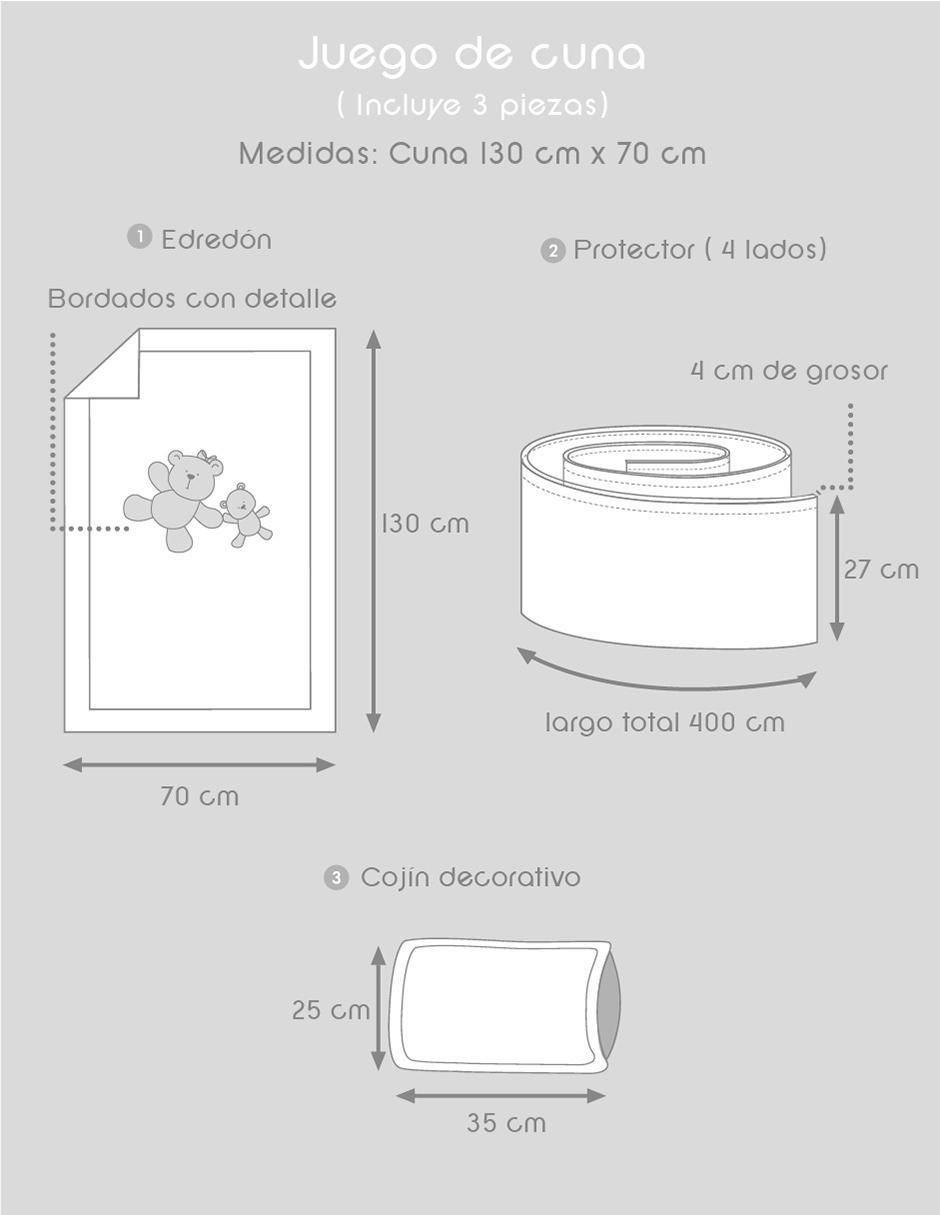 Juego de cuna para bebé niña 3 piezas