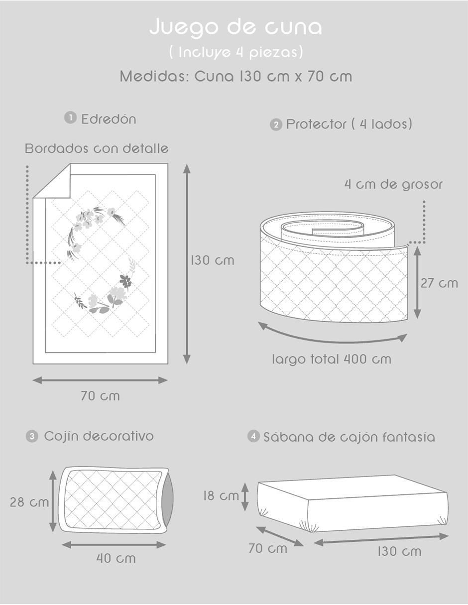Juego de cuna para bebé niña 4 piezas 8