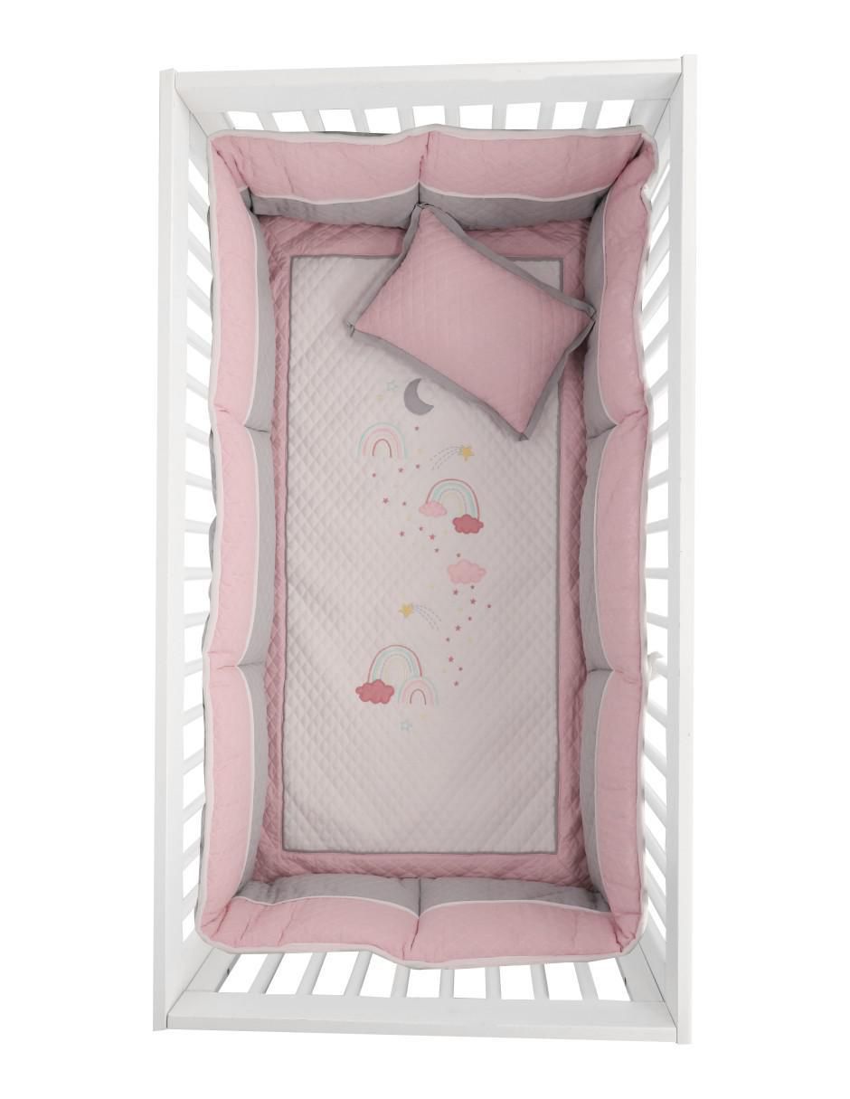 Juego de cuna arcoíris y nubes para bebé niña 4 piezas 4