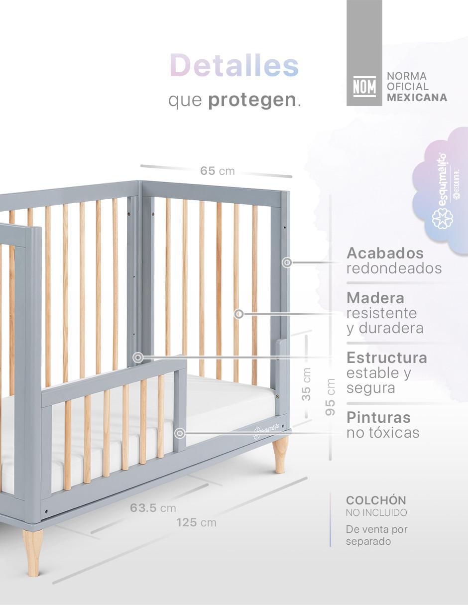 Cuna convertible esquimal 3 en 1 cuna, cama montessori y sillón grow&fit