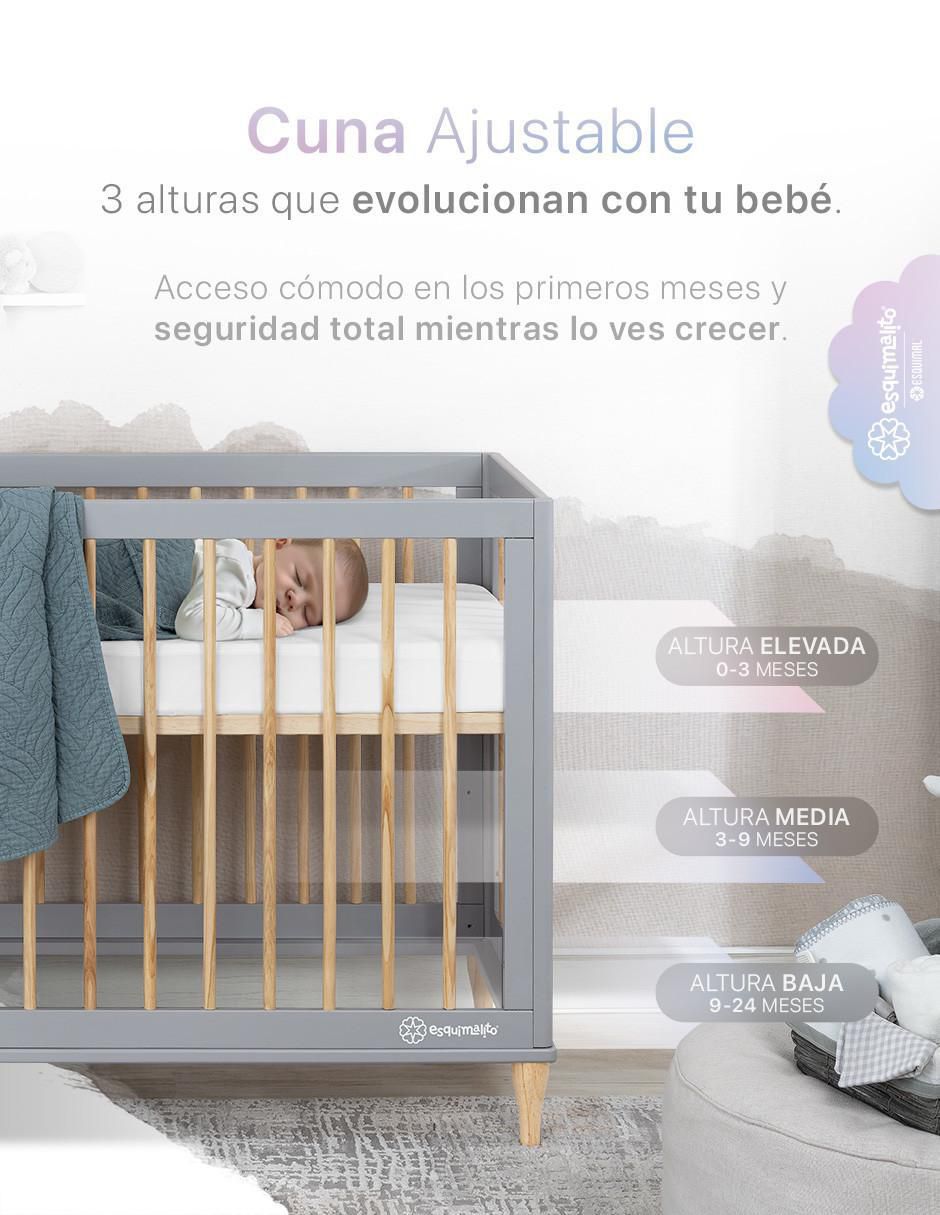 Cuna convertible esquimal 3 en 1 cuna, cama montessori y sillón grow&fit