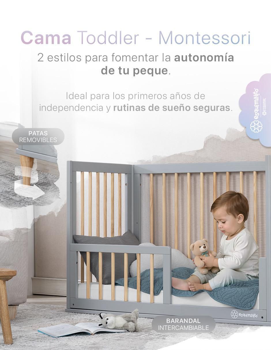Cuna convertible esquimal 3 en 1 cuna, cama montessori y sillón grow&fit