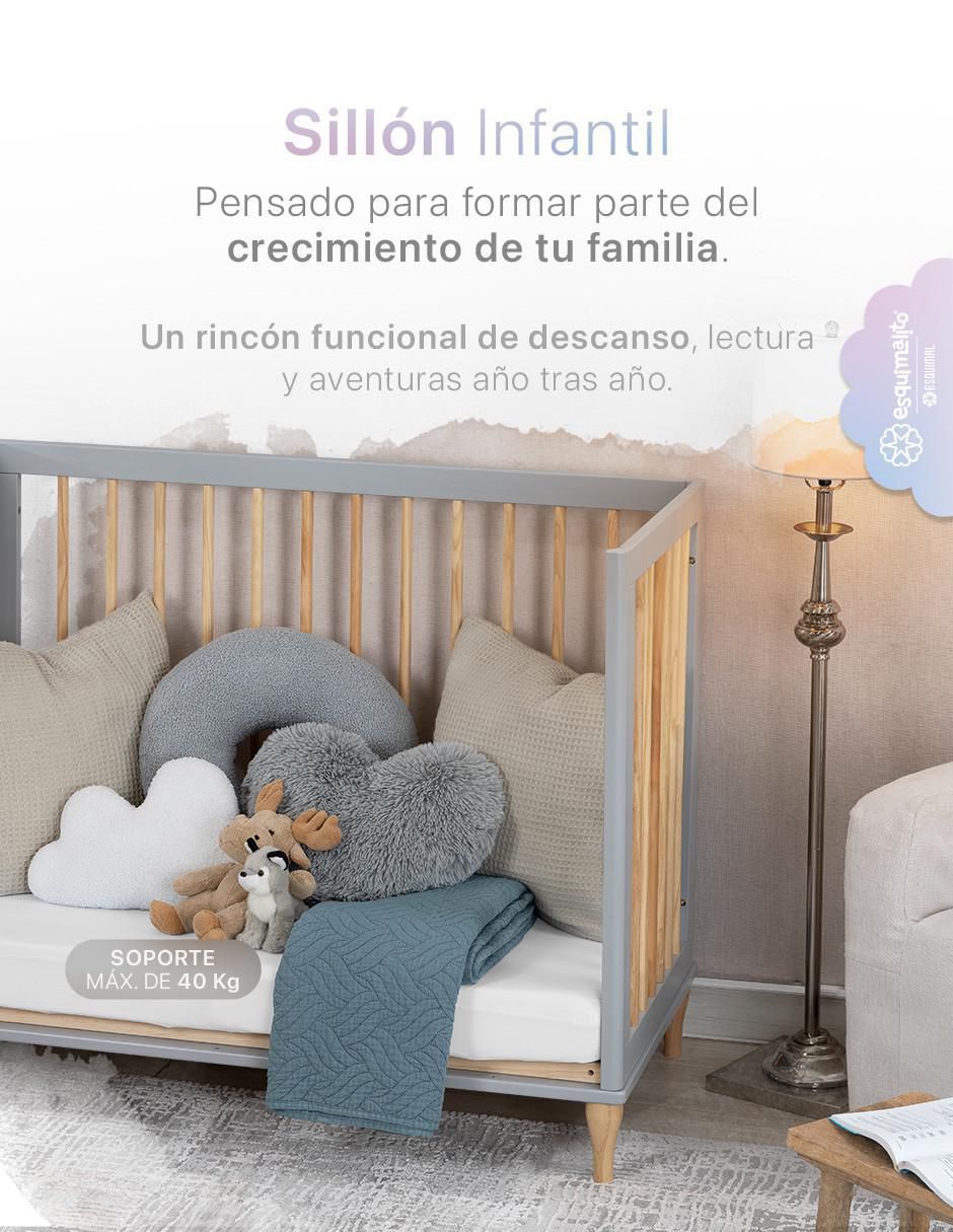 Cuna convertible esquimal 3 en 1 cuna, cama montessori y sillón grow&fit