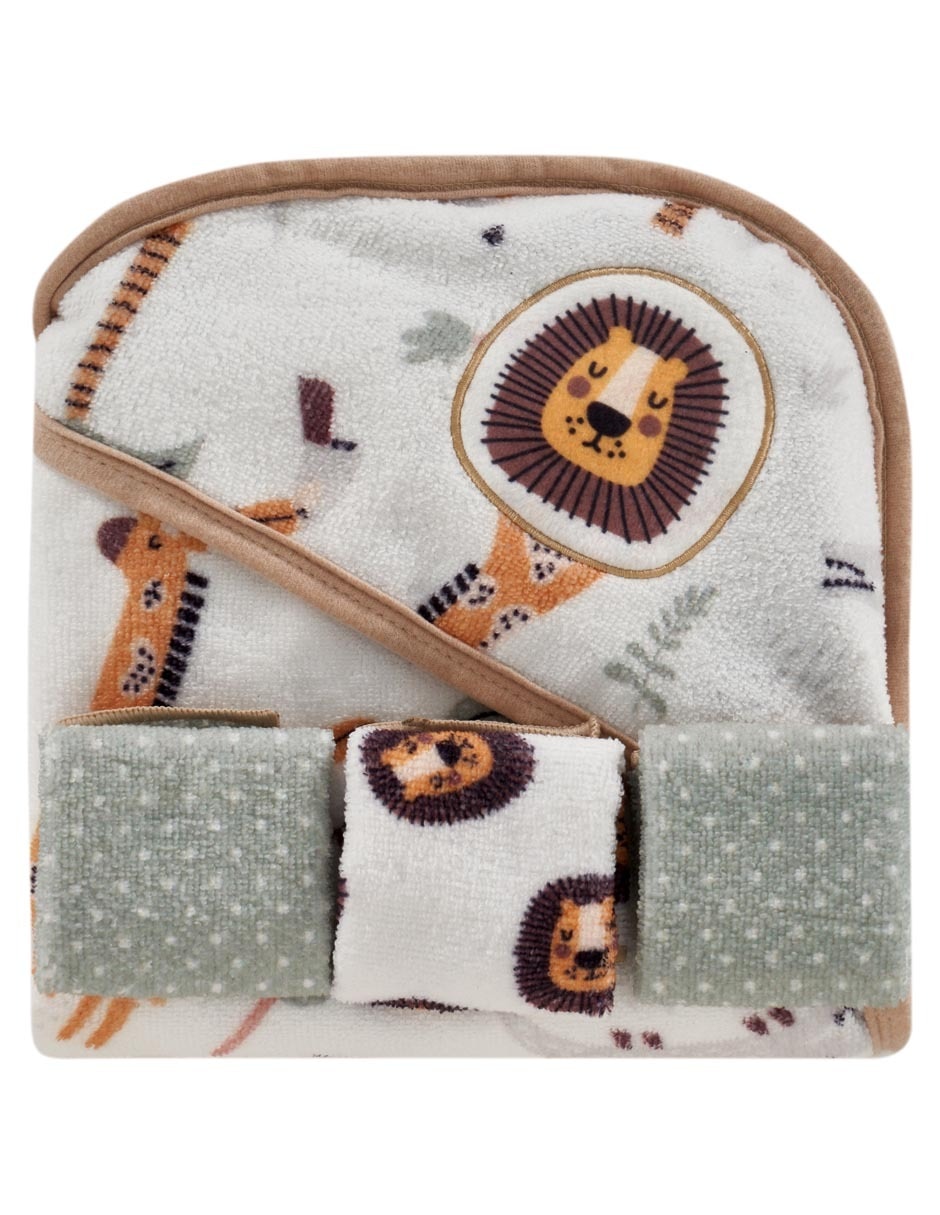 Toalla set salida de baño mon caramel baby animal infantil